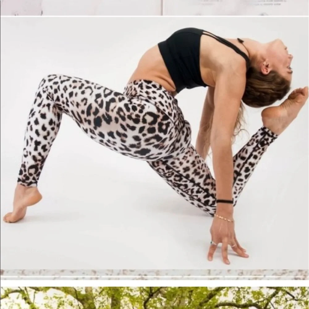 HP🐆♥️SEXY OUGES LEOPARD PRINT HIGH WAIST 7/8 ACTIVEWEAR YOGA LEGGINGS w/POCKETS - Picture 2 of 16
